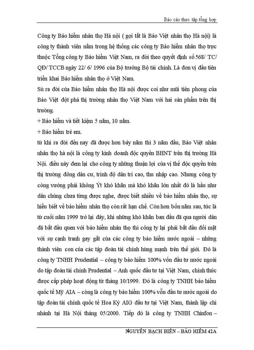 image for page Thực tập tổng hợp tại công ty bảo hiểm nhân thọ Hà Nội