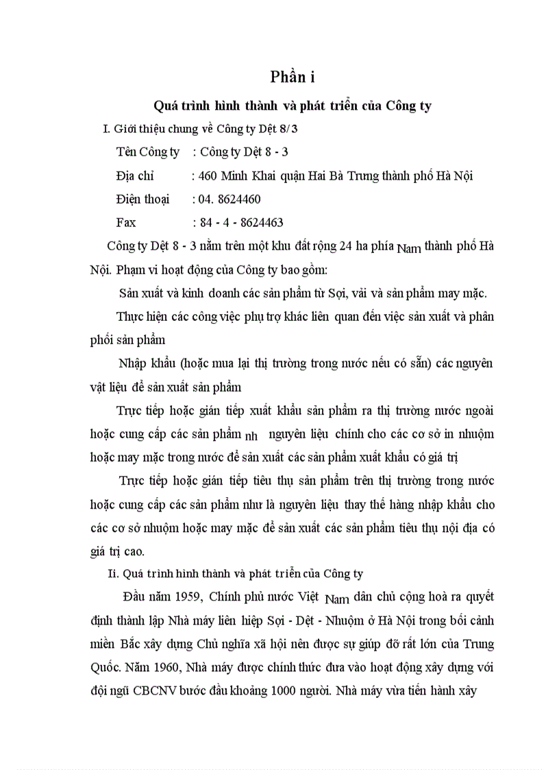 image for page Hoạt động của Công ty Dệt 8/3