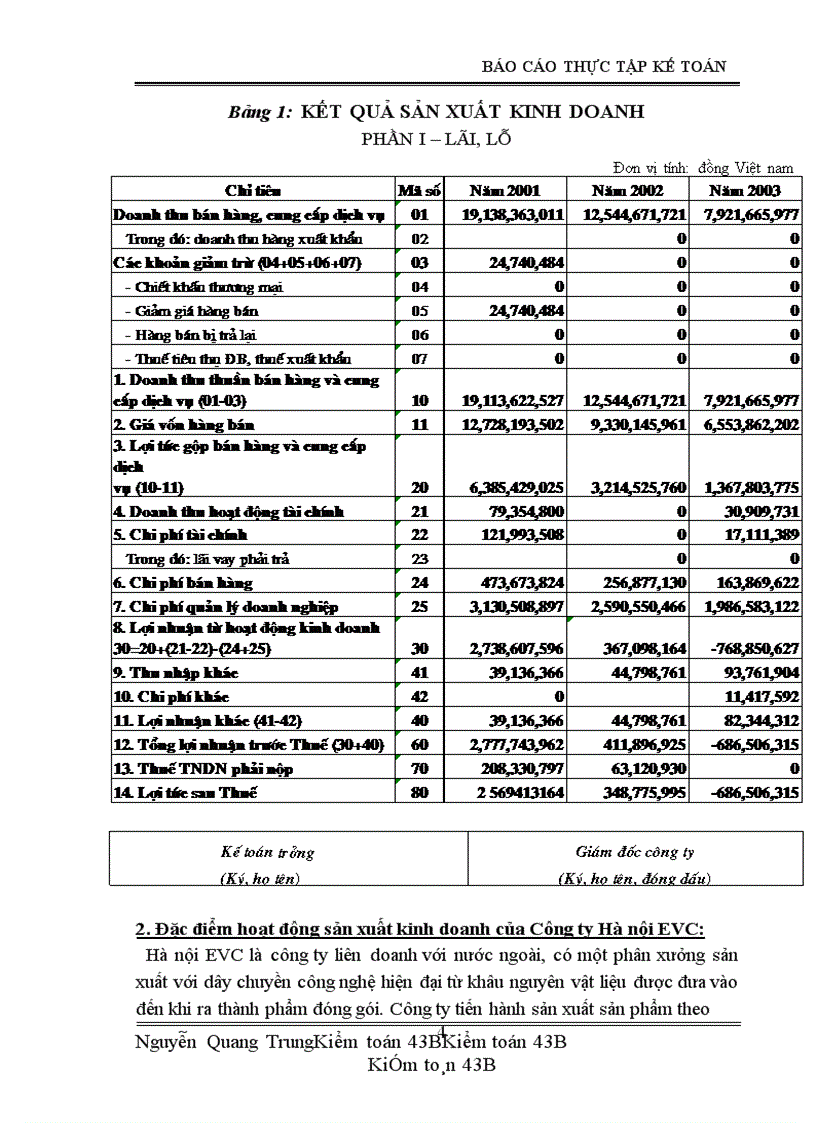image for page Báo cáo thực tập tại Công ty Hà Nội - EVC