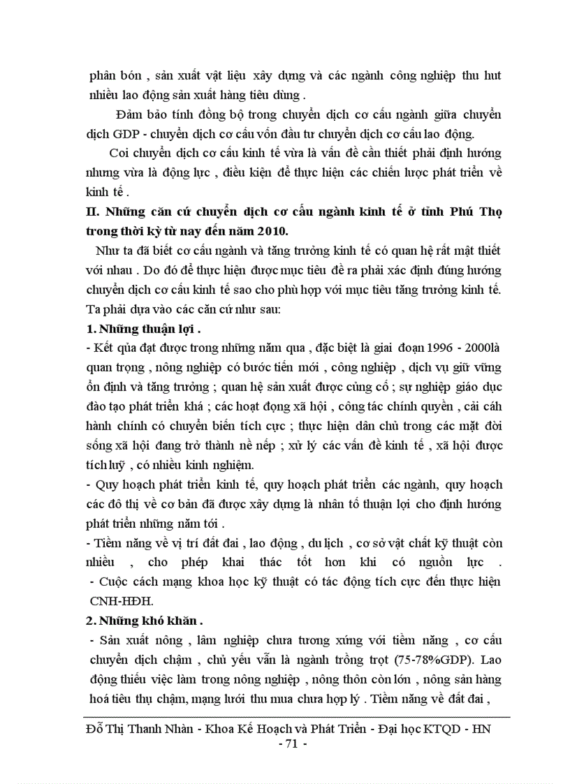 image for page Phương hướng chuyển dịch cơ cấu ngành kinh tế trong quá trính CNH-HĐH ở tỉnh Phú Thọ trong giai đoạn từ nay đền năm 2010