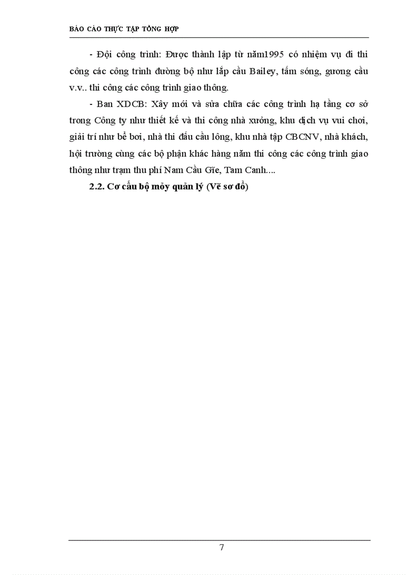 image for page Báo cáo thực tập tại Công ty cơ khí sửa chữa công trình đường bộ II