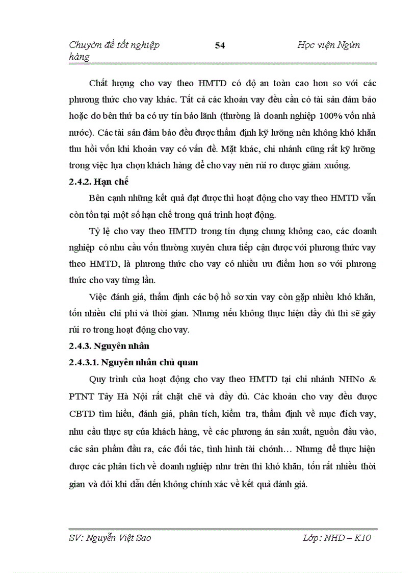 image for page Hoàn thiện hoạt động cho vay theo hạn mức tín dụng tại chi nhánh Ngân hàng Nông nghiệp và phát triển nông thôn Việt Nam Tây Hà Nội