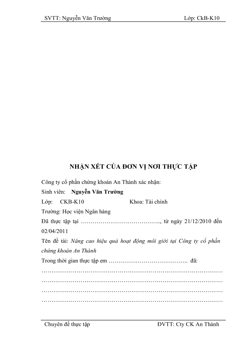 image for page Nâng cao hiệu quả hoạt động môi giới tại Công ty cổ phần chứng khoán An Thành Trong thời gian thực tập em
