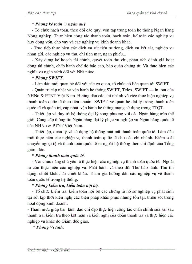 image for page Báo cáo thực tập tại Sở giao dịch NHNO& PTNT VN