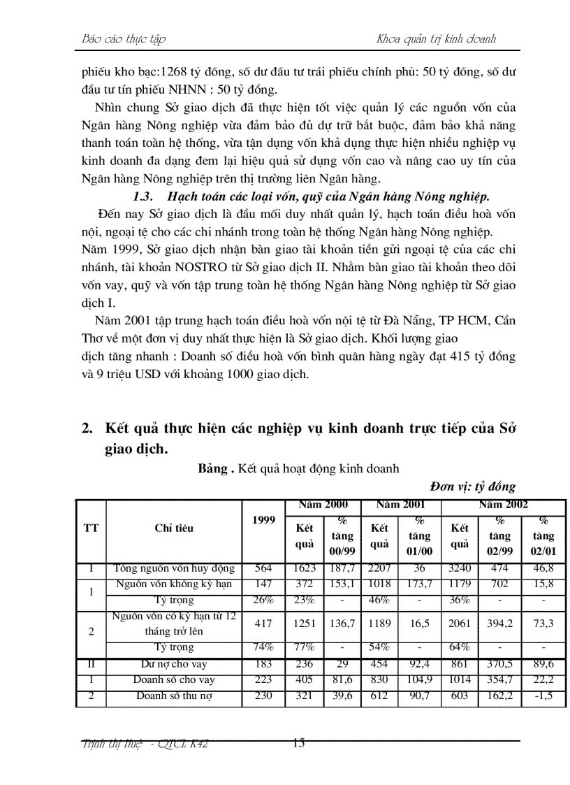 image for page Báo cáo thực tập tại Sở giao dịch NHNO& PTNT VN