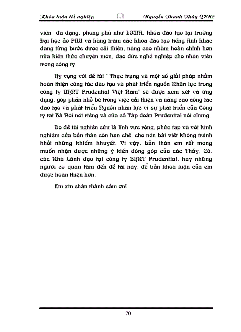 image for page Thực trạng và một số giải pháp nhằm hoàn thiện công tác đào tạo và phát triển nguồn Nhân lực trong công ty Bảo hiểm Nhân thọ Prudential Việt Nam