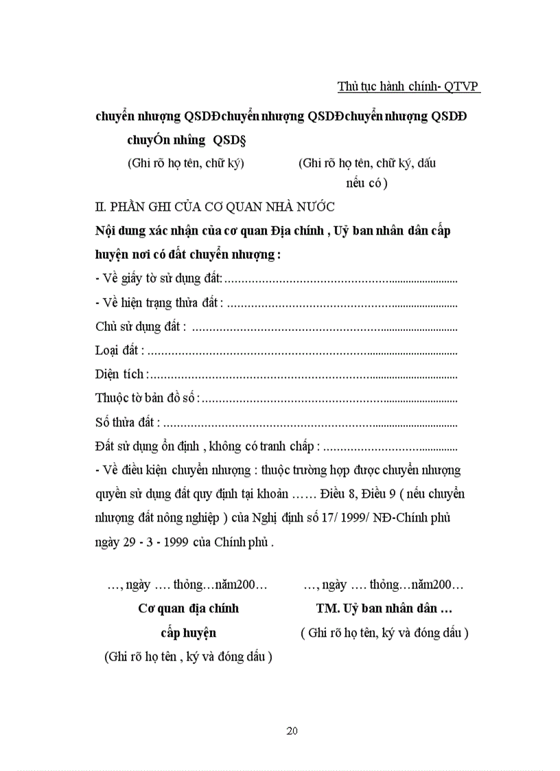 image for page Thủ tục hành chính liên quan đến vấn đề chuyển nhươợng quyền sử dụng đất