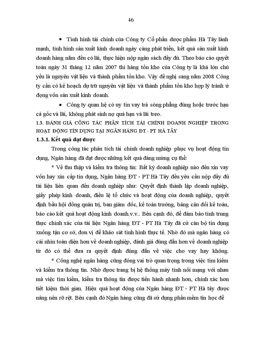 image for page Một số giải pháp hoàn thiện công tác phân tích tài chính doanh nghiệp phục vụ cho hoạt động tín dụng tại Ngân hàng ĐT-PT Hà Tây