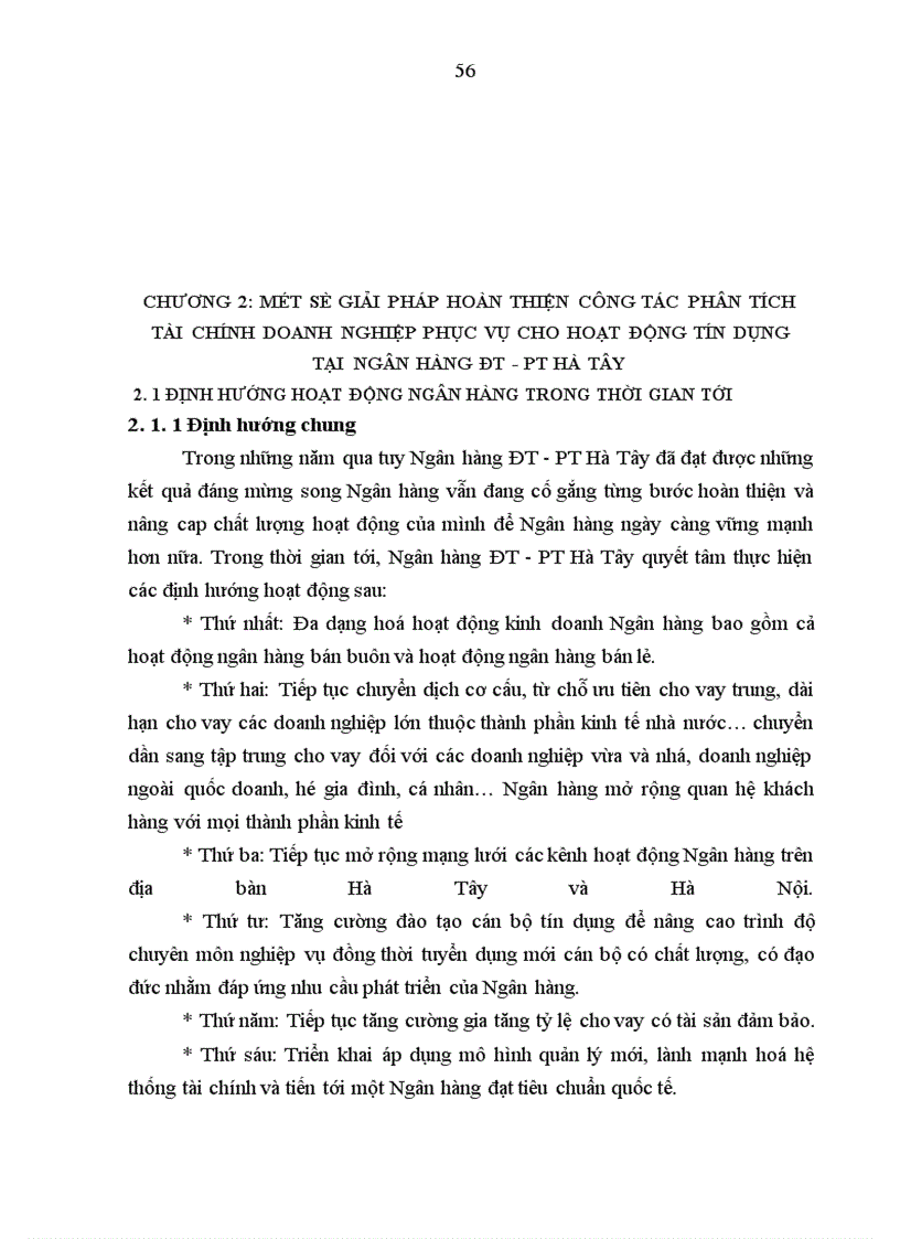 image for page Một số giải pháp hoàn thiện công tác phân tích tài chính doanh nghiệp phục vụ cho hoạt động tín dụng tại Ngân hàng ĐT-PT Hà Tây
