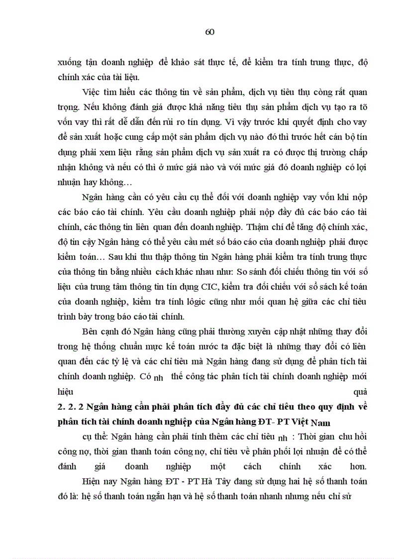 image for page Một số giải pháp hoàn thiện công tác phân tích tài chính doanh nghiệp phục vụ cho hoạt động tín dụng tại Ngân hàng ĐT-PT Hà Tây