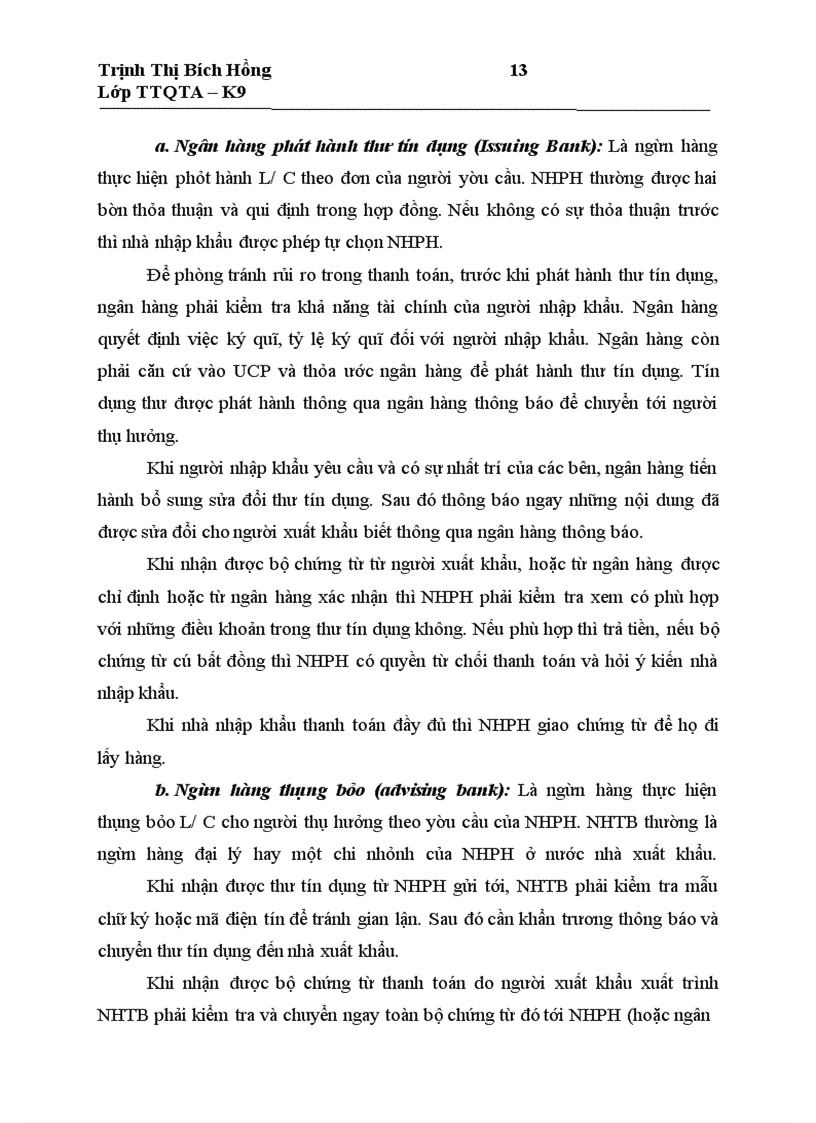 image for page Giải pháp nâng cao chất lượng thanh toán tín dụng chứng từ đối với Ngân hàng Đầu tư và Phát triển Việt Nam, chi nhánh Đông Đô.