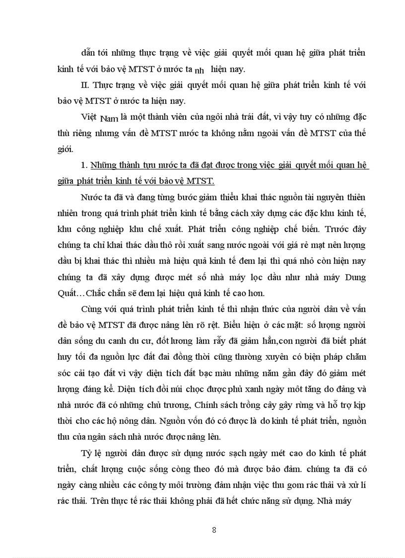 image for page Sự thống nhất giữa phát triển kinh tế và bảo vệ môi trường sinh thái ở nước ta hiện nay