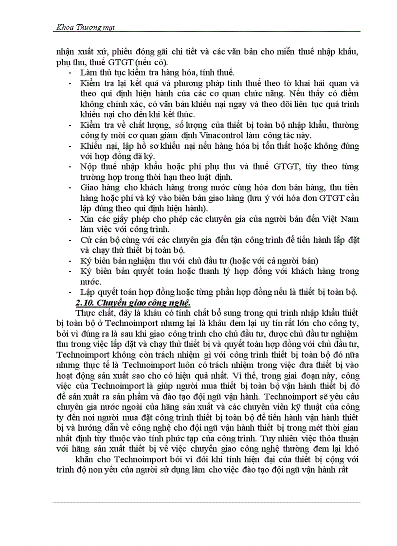 image for page Giải pháp hoàn thiện quy trình nhập khẩu thiết bị toàn bộ ở Công ty xuất nhập khẩu thiết bị toàn bộ và kỹ thuật.