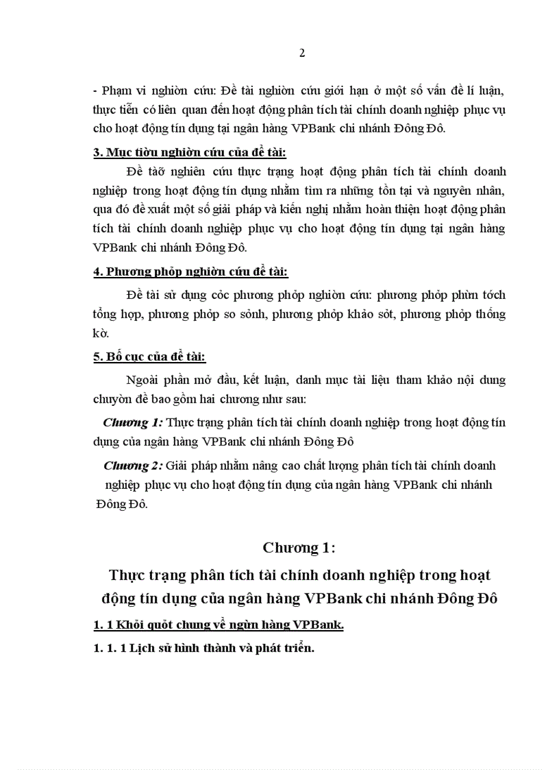 Giải pháp nâng cao hiệu quả phân tích tài chính doanh nghiệp trong hoạt động tín dụng tại ngân hàng VPBank chi nhánh Đông Đô