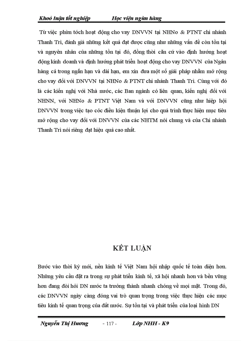 image for page Giải pháp mở rộng cho vay đối với DNVVN tại NHNN&PTNT chi nhánh Thanh Trì