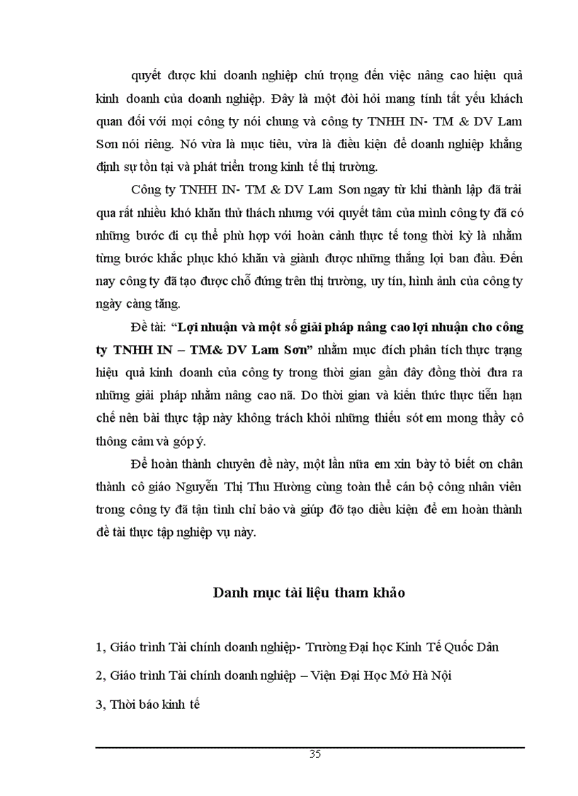 image for page Lợi nhuận và một số giải pháp nâng cao lợi nhuận cho công ty TNHH IN – TM& DV Lam Sơn