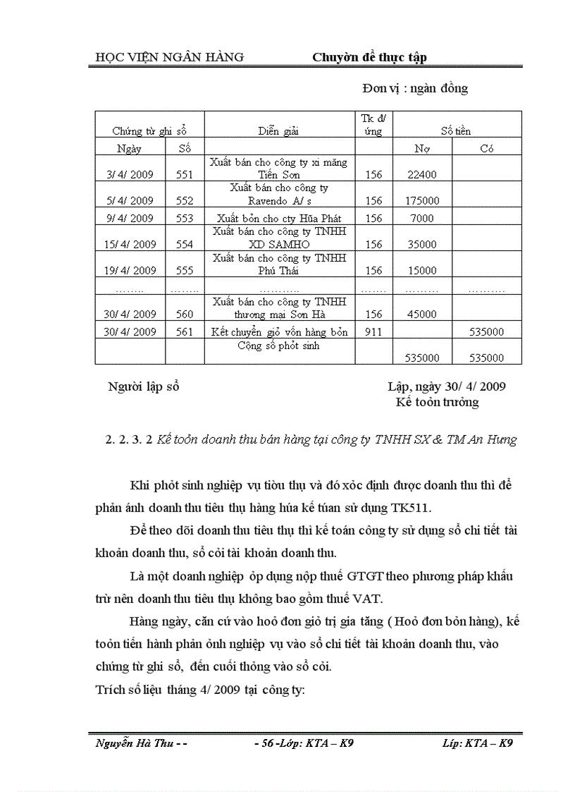 image for page Kế toán bán hàng và xác định kết quả bán hàng của Công ty TNHH sản xuất và thương mại An Hưng