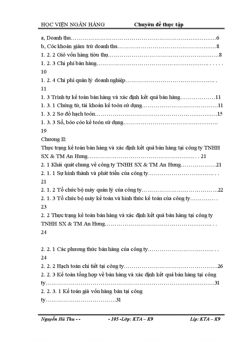 image for page Kế toán bán hàng và xác định kết quả bán hàng của Công ty TNHH sản xuất và thương mại An Hưng