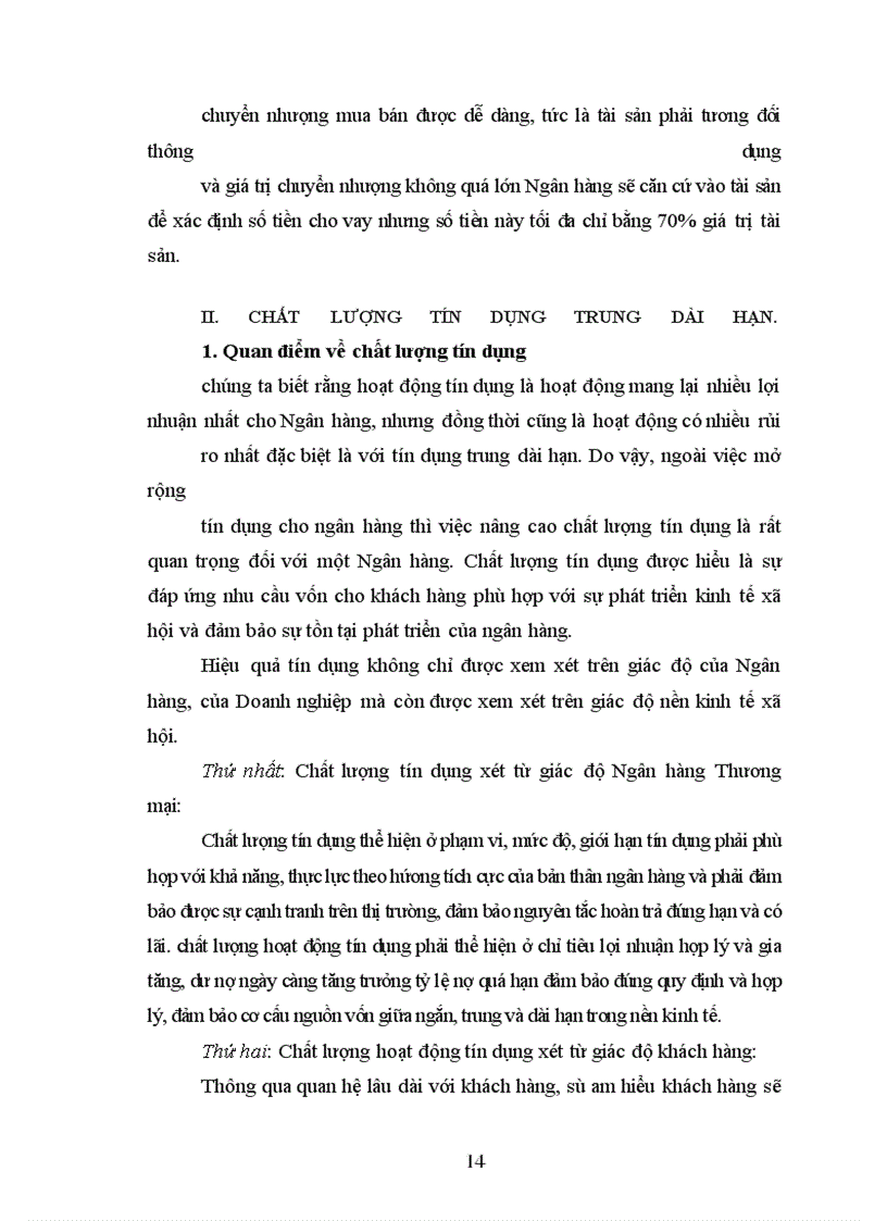 image for page Giải pháp nâng cao chất lượng tín dụng trung và dài hạn tại Ngân hàng Công thương Thanh Xuân