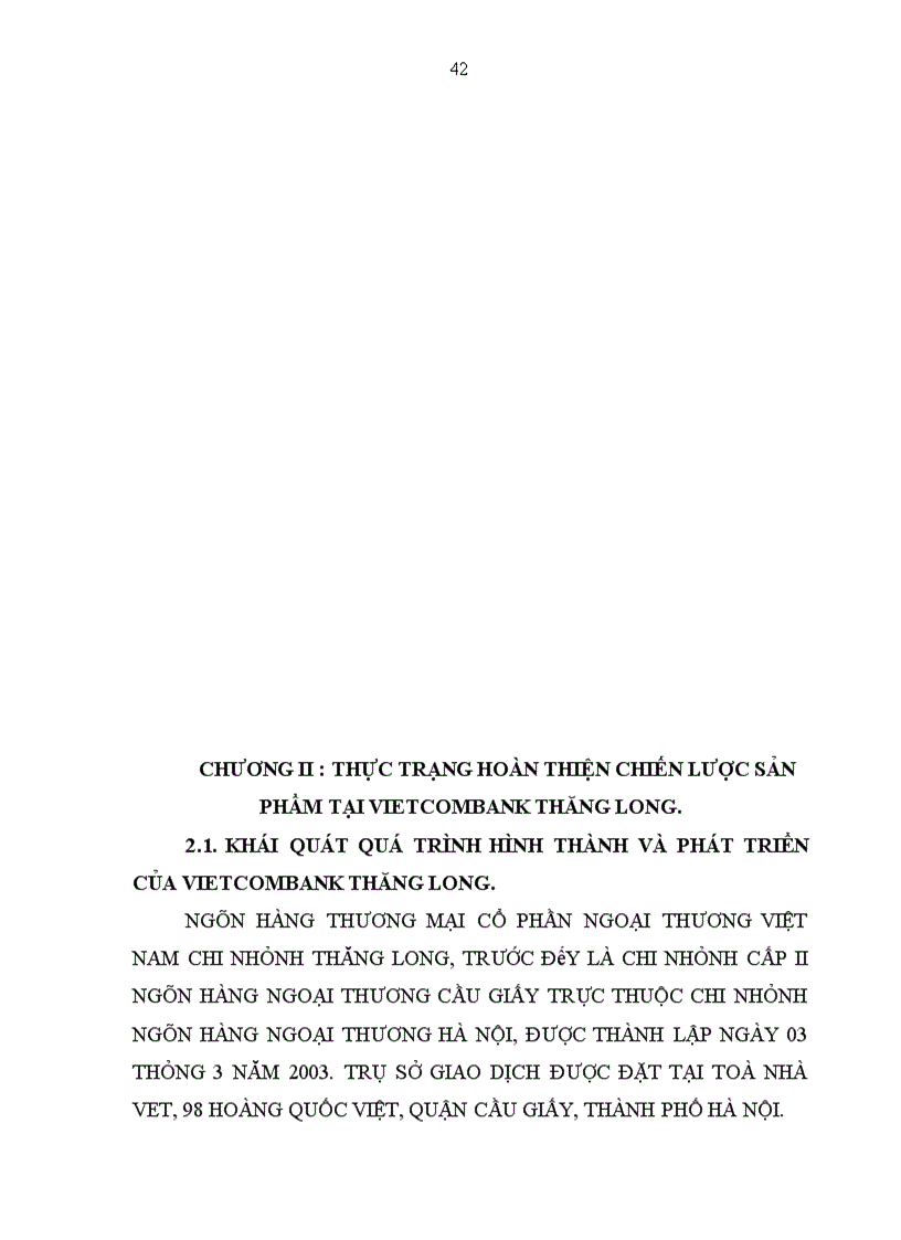 image for page Hoàn thiện chiến lược sản phẩm tại ngân hàng ngoại thương Việt Nam Chi nhánh Thăng Long