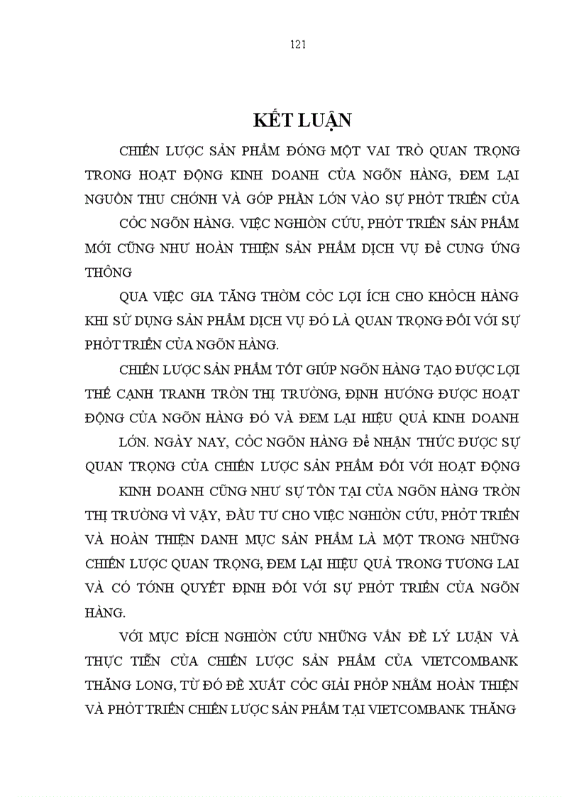 image for page Hoàn thiện chiến lược sản phẩm tại ngân hàng ngoại thương Việt Nam Chi nhánh Thăng Long