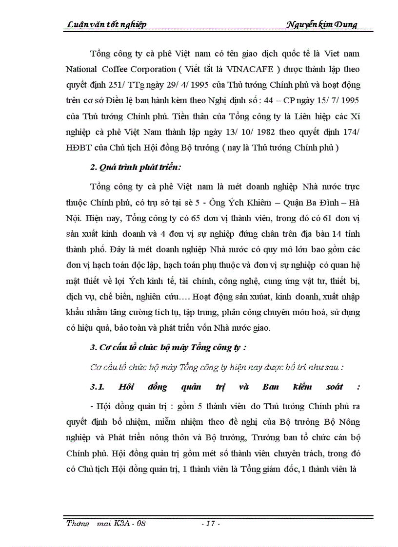 image for page Thực trạng và những giải pháp góp phần thúc đẩy hoạt động xuất khẩu của tổng công ty cà phê Việt nam (VINACAFE) trong thời gian tới