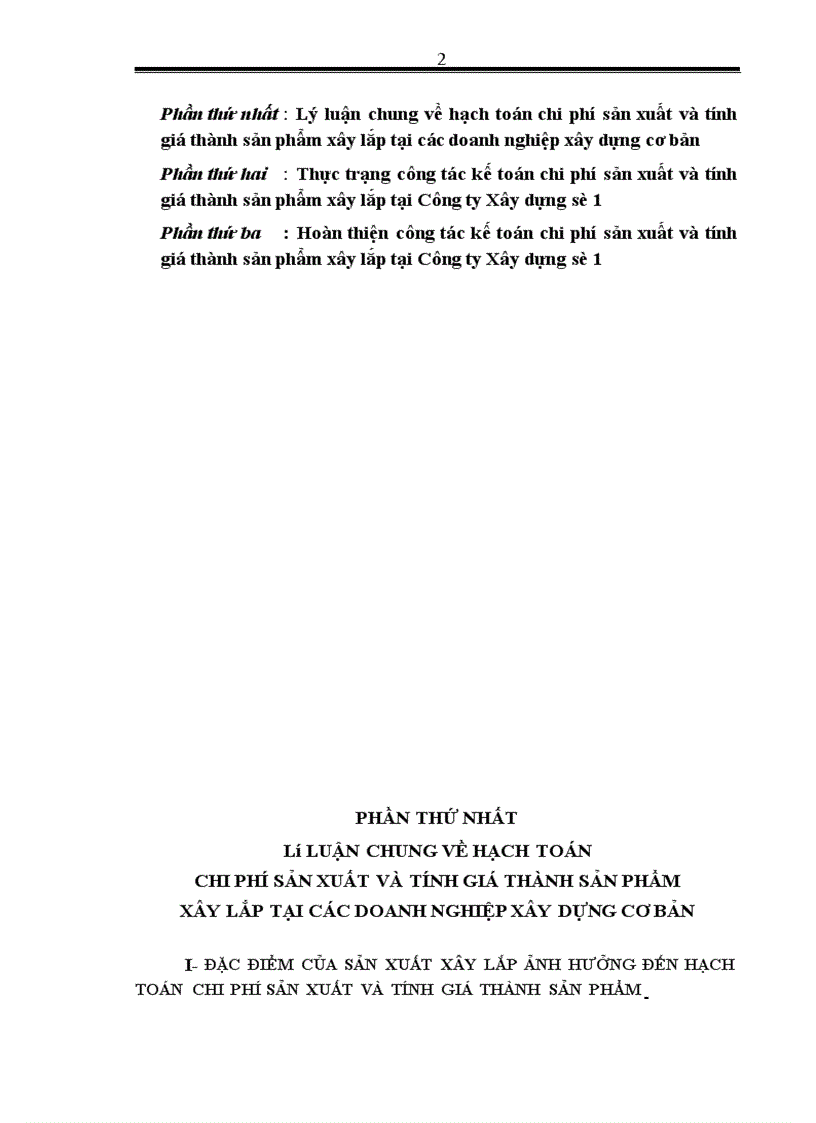 image for page Hoàn thiện hạch toán chi phí sản xuất và tính giá thành sản phẩm xây lắp tại Công ty Xây dựng số 1