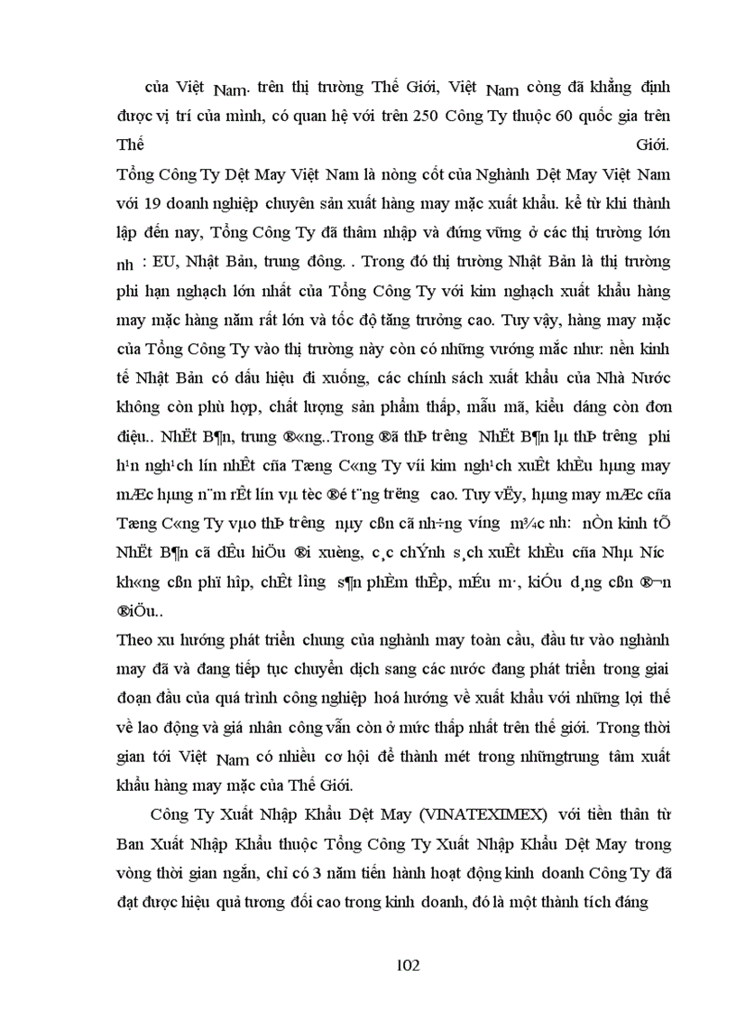 image for page Thực trạng xuất khẩu hàng dệt may của vinateximex sang thị trường Nhật Bản