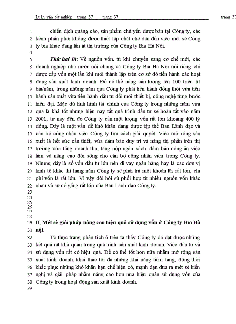 image for page Vốn kinh doanh và các biện pháp nâng cao hiệu quả sử dụng vốn kinh doanh tại Công ty Bia Hà nội