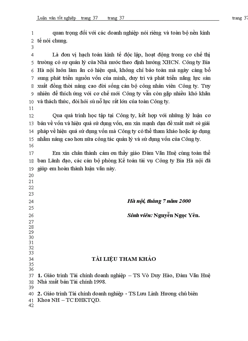 image for page Vốn kinh doanh và các biện pháp nâng cao hiệu quả sử dụng vốn kinh doanh tại Công ty Bia Hà nội