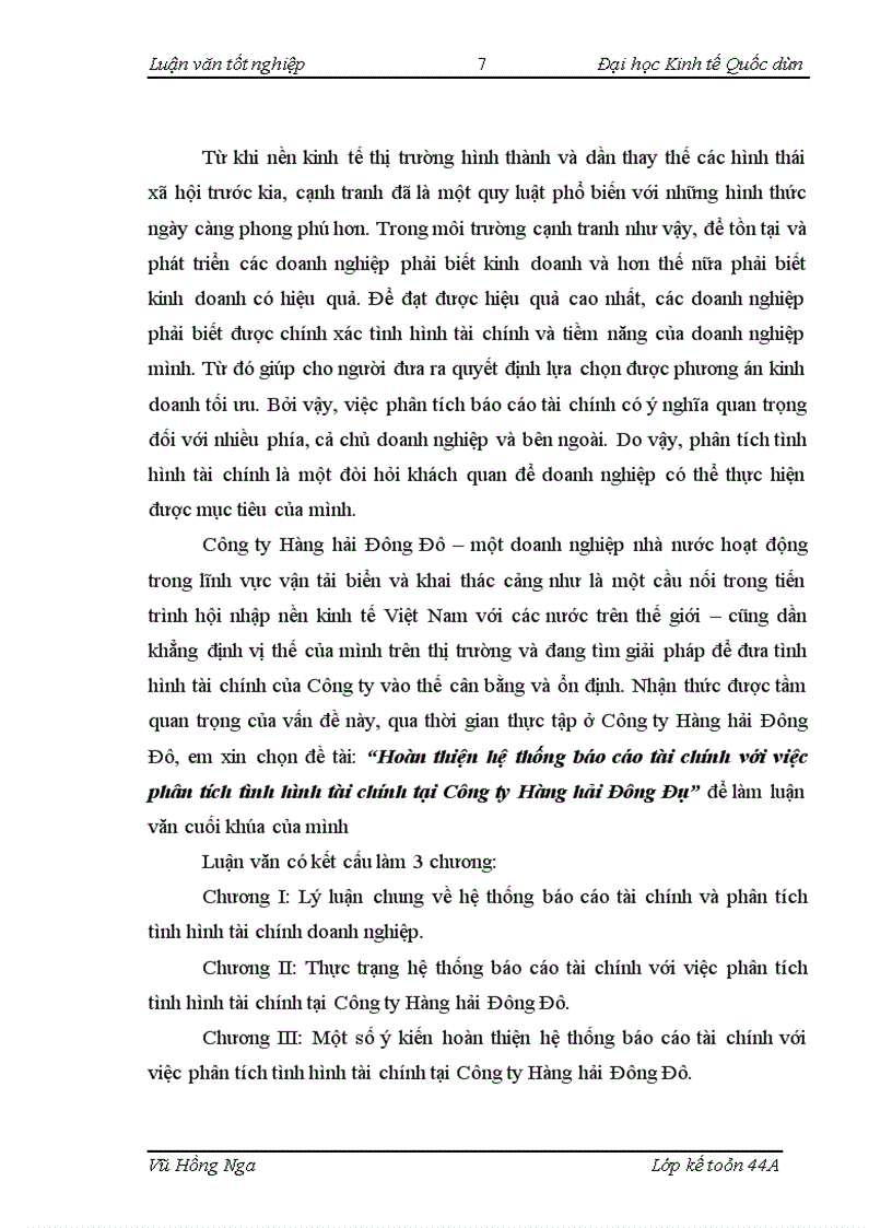 image for page Hoàn thiện hệ thống báo cáo tài chính với việc phân tích tình hình tài chính tại Công ty Hàng hải Đông Đô