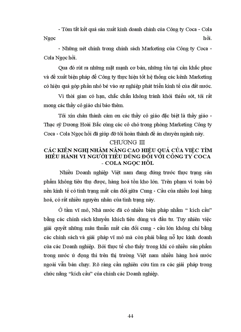 image for page Các kiến nghị nhằm nâng cao hiệu quả của việc tìm hiểu hành vi người tiêu dùng đối với Công ty Coca- Cola Ngọc Hồi