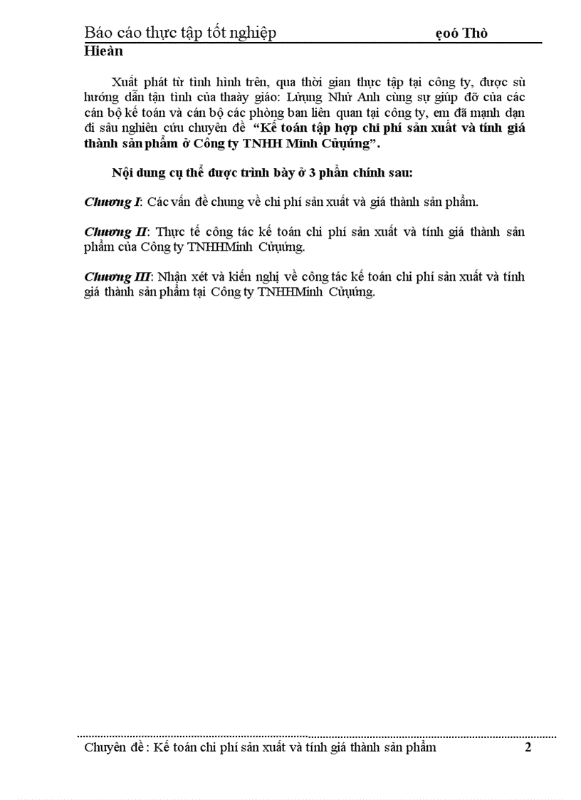 image for page Kế toán tập hợp chi phí sản xuất và tính giá thành sản phẩm ở Công ty TNHH Minh Cửụứng