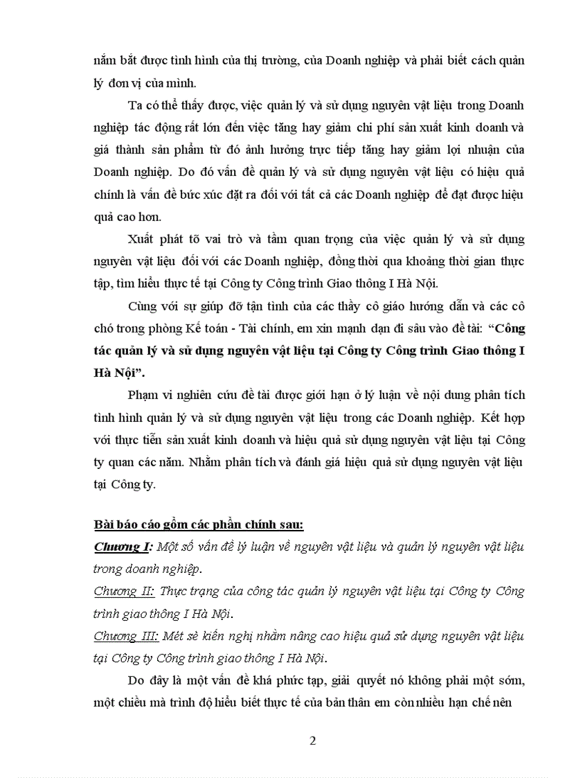 image for page Công tác quản lý và sử dụng nguyên vật liệu tại Công ty Công trình Giao thông I Hà Nội
