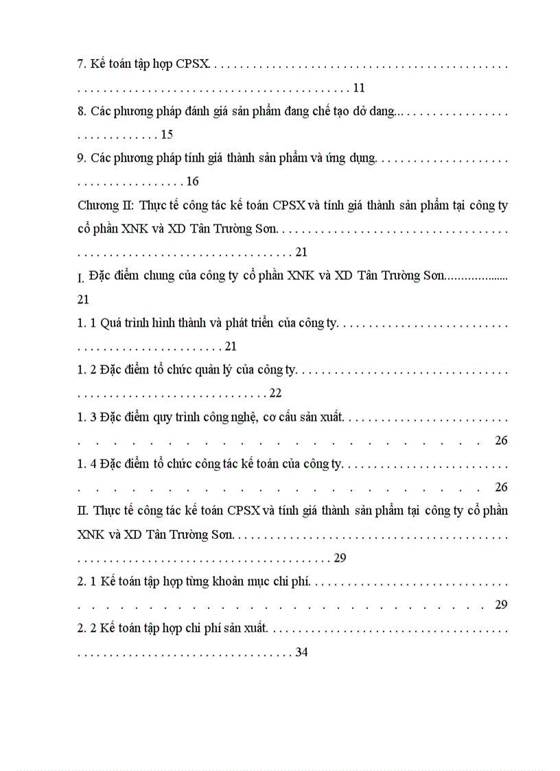 image for page Kế toán chi phí sản xuất và tính giá thành sản phẩm tại Công ty cổ phần XNK và XD Tân Trường Sơn