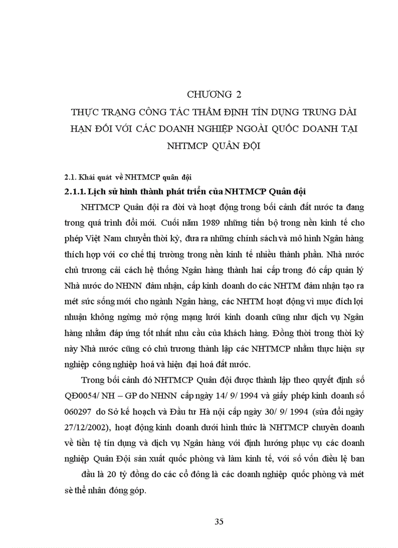 image for page Giải pháp nâng cao chất lượng thẩm định tín dụng trung dài hạn đối với các doanh nghiệp ngoài quốc doanh tại Ngân hàng Thương mại Cổ phần Quân đội