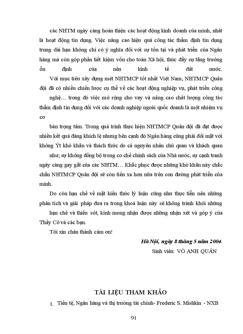 image for page Giải pháp nâng cao chất lượng thẩm định tín dụng trung dài hạn đối với các doanh nghiệp ngoài quốc doanh tại Ngân hàng Thương mại Cổ phần Quân đội