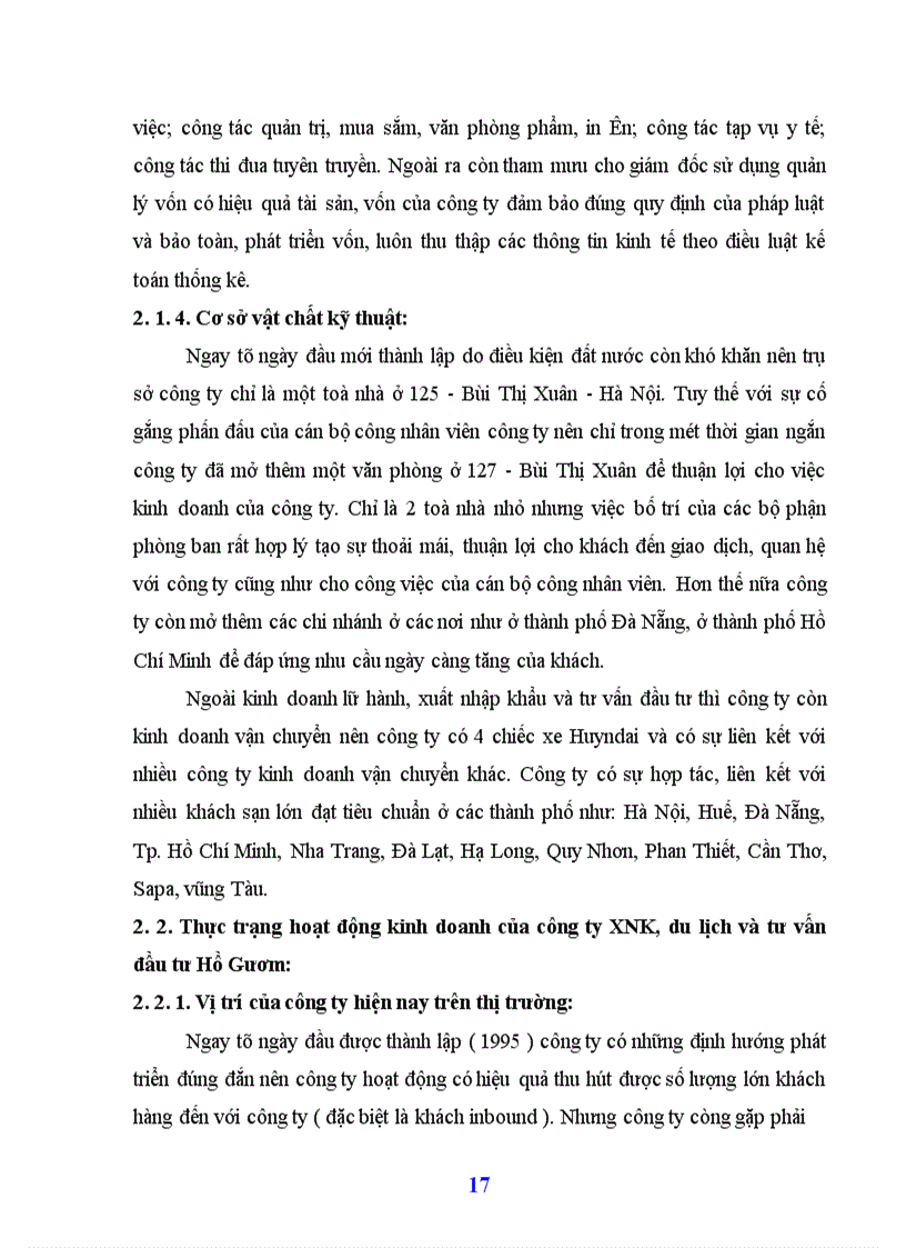 image for page Báo cáo thực tập tại công ty XNK du lịch và tư vấn đầu tư Hồ Gươm