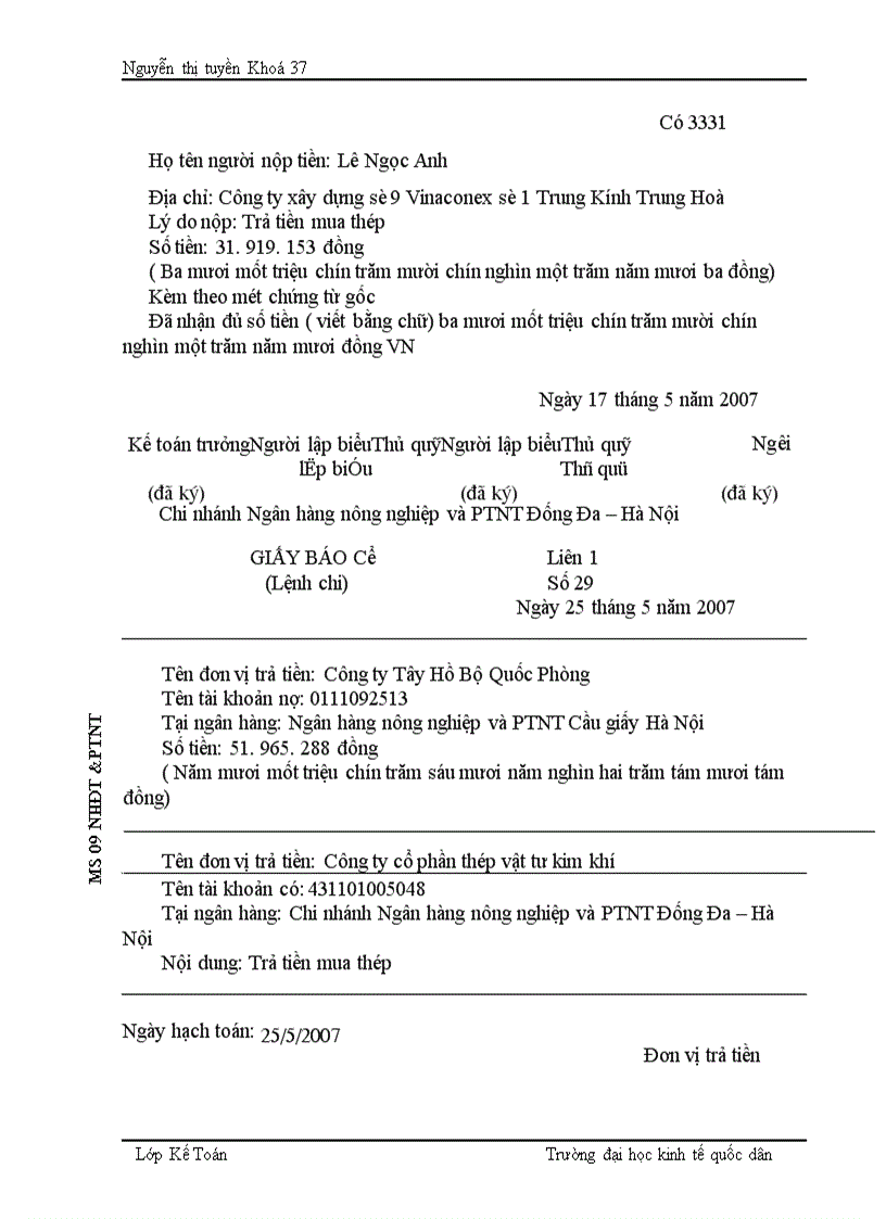 image for page Tổ chức hạch toán kế toán tại công ty