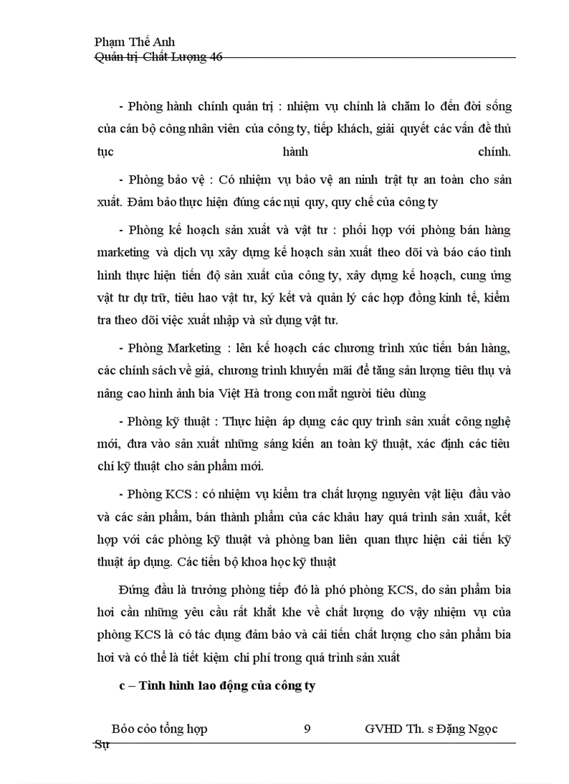 image for page Hoạt động nâng cao chất lượng quy trình sản xuất bia hơi ở công ty bia VIỆT HÀ