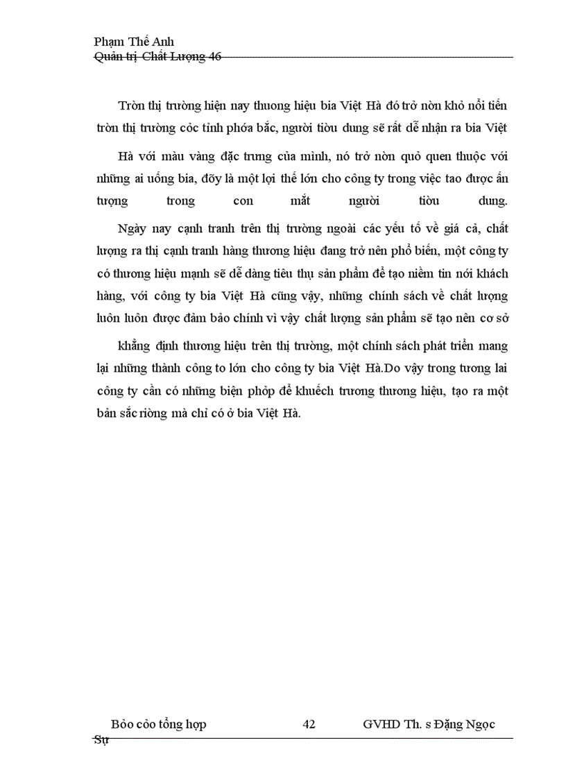 image for page Hoạt động nâng cao chất lượng quy trình sản xuất bia hơi ở công ty bia VIỆT HÀ