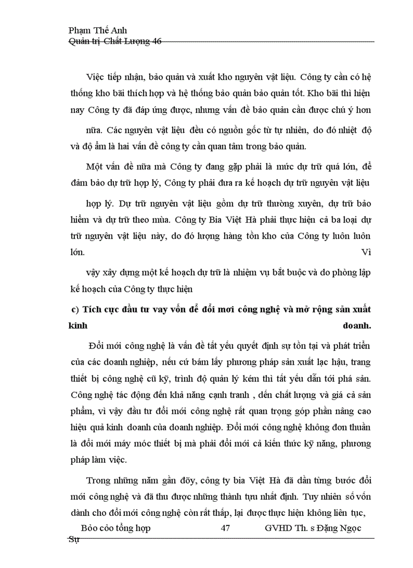 image for page Hoạt động nâng cao chất lượng quy trình sản xuất bia hơi ở công ty bia VIỆT HÀ
