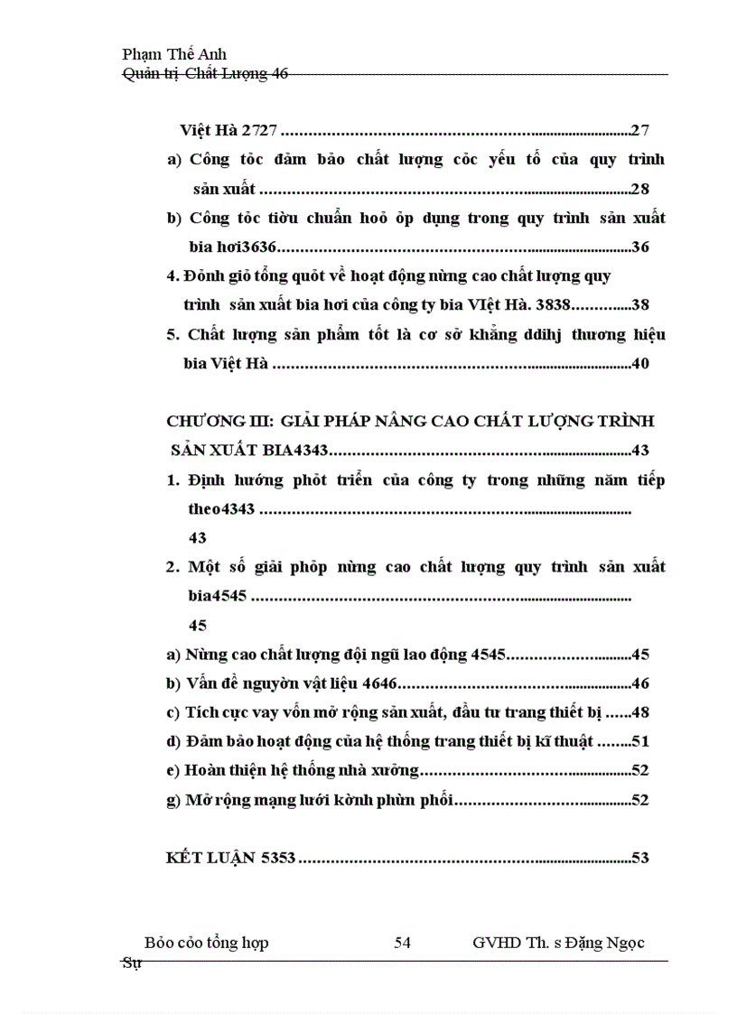 image for page Hoạt động nâng cao chất lượng quy trình sản xuất bia hơi ở công ty bia VIỆT HÀ