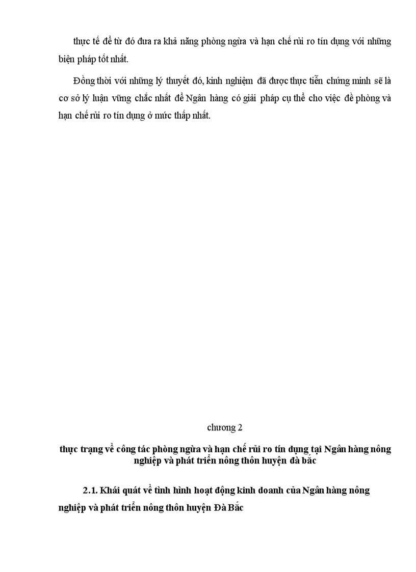 image for page Rủi ro tín dụng và hạn chế rủi ro tín dụng tại Ngân Hàng nông nghiệp và phát triển nông thôn huyện Đà Bắc tỉnh Hòa Bình