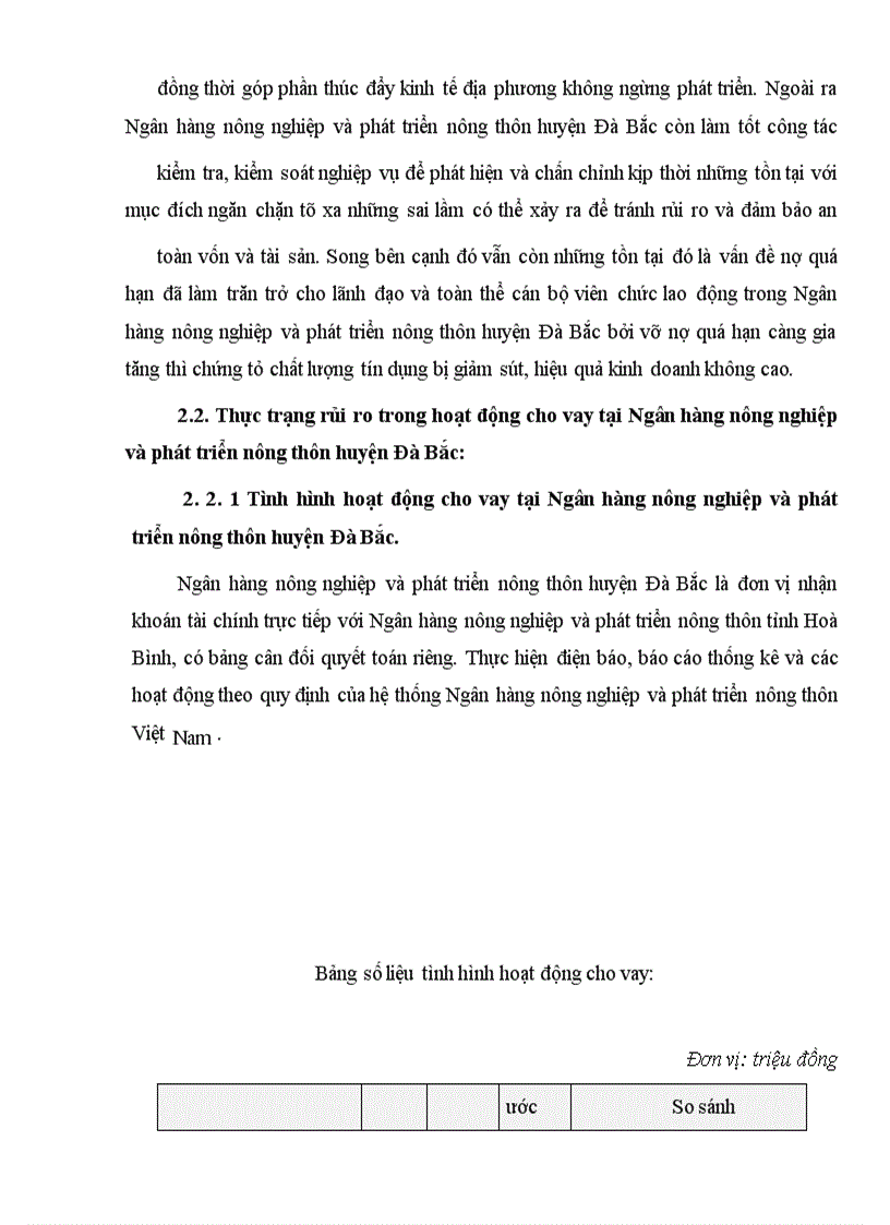 image for page Rủi ro tín dụng và hạn chế rủi ro tín dụng tại Ngân Hàng nông nghiệp và phát triển nông thôn huyện Đà Bắc tỉnh Hòa Bình