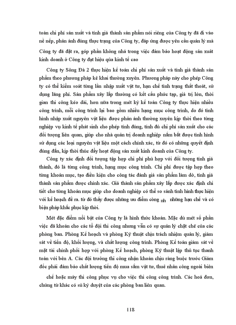 image for page Tổ chức hạch toán chi phí sản xuất và tính giá thành sản phẩm tại Công ty xây dựng Sông Đà II