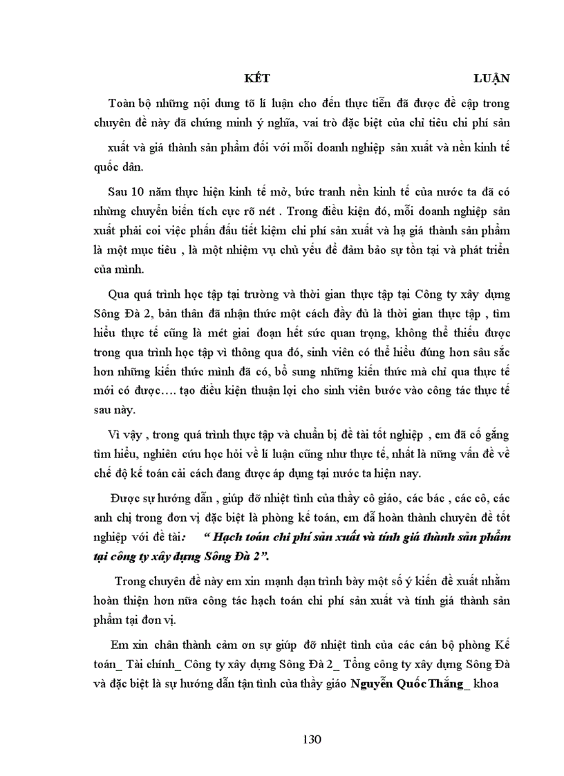 image for page Tổ chức hạch toán chi phí sản xuất và tính giá thành sản phẩm tại Công ty xây dựng Sông Đà II