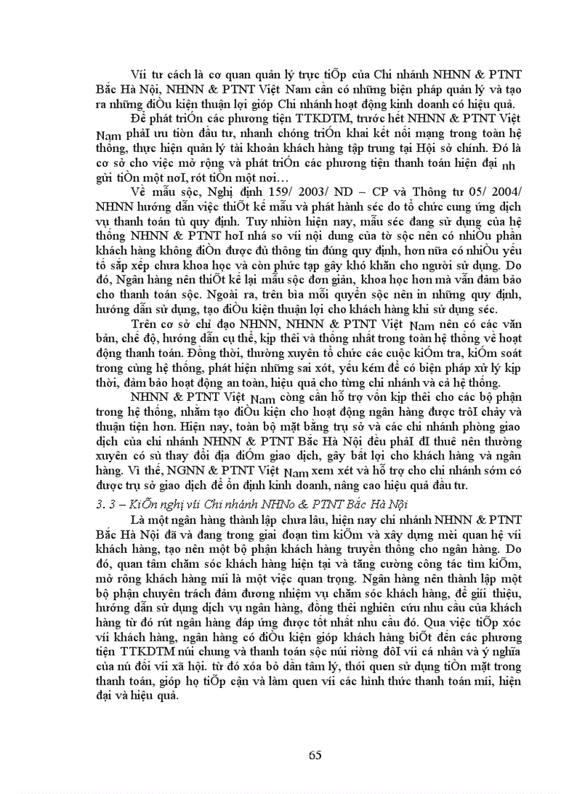 image for page Giải pháp hoàn thiện và mở rộng phương tiện thanh toán bằng séc tại Chi nhánh NHNo&PTNT Bắc Hà Nội