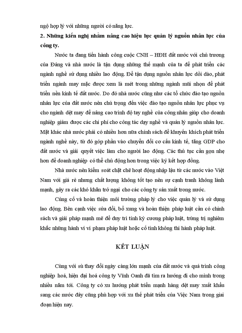 image for page Thực trạng và giải pháp nâng cao hiệu lực quản lý nguồn nhân lực tại Công ty Dệt may Vĩnh Oanh