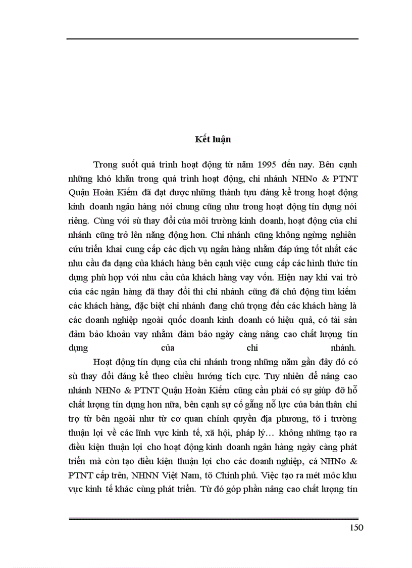 image for page Nâng cao chất lượng tín dụng tại chi nhánh NHNo&PTNT Quận Hoàn Kiếm